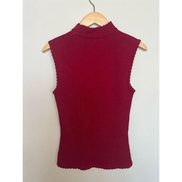 St. John Women's Sleeveless Sweater Tank Size SP Red - Picture 3 of 6